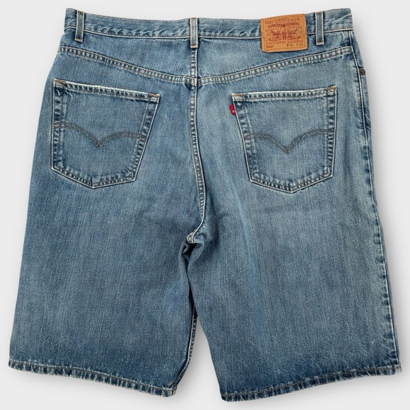Vintage Levi's 569 Denim Shorts Mens 40 Blue Loose Fit Zip Fly Y2K Baggy Grunge - Picture 2 of 8